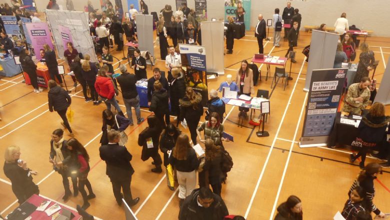 The stands at Weald of Kent Grammar School Careers Fair